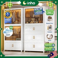 INHO L70–90cm Foldable Wardrobe Storage Cabinet Stackable Adult Kids Clothes Wardrobe Storage Box