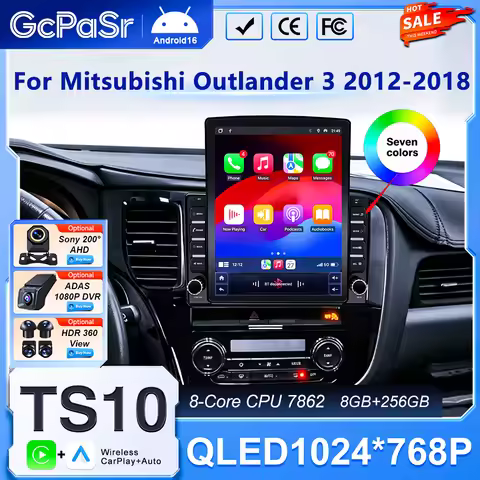 9.7 inch Android 16 for Mitsubishi Outlander 3 GF0W GG0W 2012 - 2018 Left Hand Drive Car Multimedia
