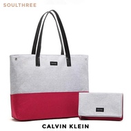 CALVIN KLEIN Euphoria Tote and Clutch Set (Grey/Wine)