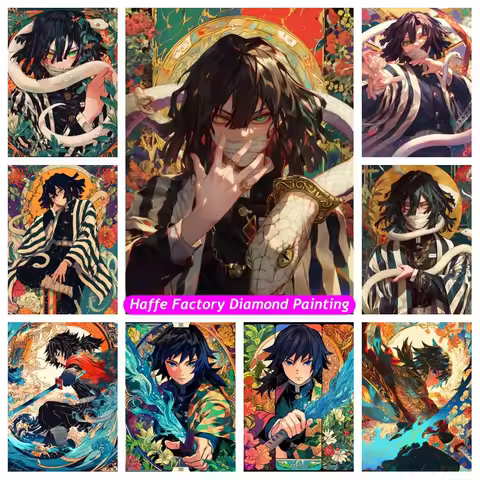 Demon Slayer Obanai Iguro Tarot Card Art Diamond Painting Kits Fantasy Giyu Tomioka Mosaic Cross Sti
