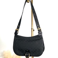 【 日本直送 名牌中古包 】GUCCI 古馳 GG 帆布 肩背包 黑色 帆布 vintage 古著 old p4jxj7