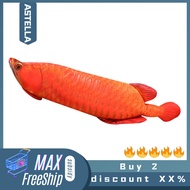 ASTELLA Fish Plush Pillow Soft Back Cushion Golden Arowana Red Carp Doll Plushies Companion Sleep Pi