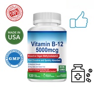 Vitamin B12 5000 mcg, Vegan Methylcobalamin, Supports Energy Production