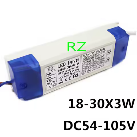 2 Pieces 40W 50W 60W LED Driver 18-30x3W 600mA DC54-105V High Power LED Powr Supply For Floodlight