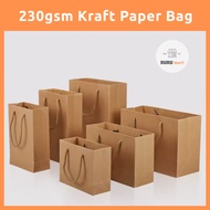 Rurumart | 230gsm Thick Kraft Paper Bag | Brown Paper bags | Carrier Bag | Paper Bag for gift | Gift Bag | Kraft Bag