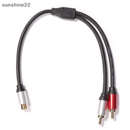 SN  1 Female To 2 Male RCA Y Splitter Adapter Cord Gold Plated Plug For Speaker Amplifier Sound System 0.25m Audio Cable nn