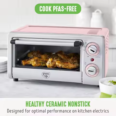 Countertop toaster Oven air fryer Stainless steel, healthy ceramic non-stick, PFAS and pfoa free, se
