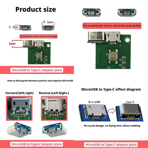 M85k MicroUSB To Type-C Adapter Board DIY PCB Repair USB2.0 Accessories And Modification Transmissio