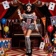 Halloween Circus Clown Costume, Tamer Cosplay Outfit, Sexy Clown Woman Bodysuit
