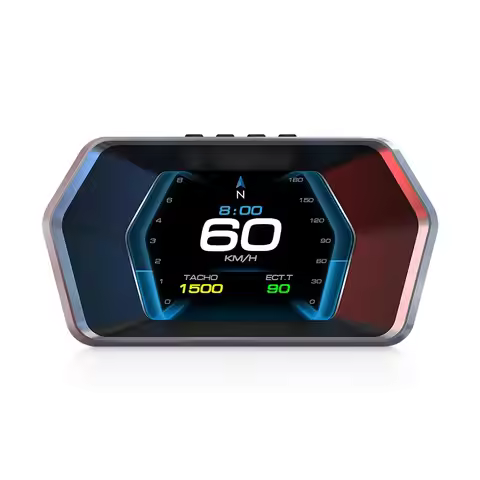 P17 Car HUD Display OBD2 GPS Speedometer with Real-Time MPH/KMH RPM Voltage Fuel Monitor Overspeed A