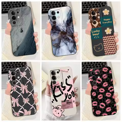 For Coque Vivo Y29 4G Case Y 29 Cover Fashion Marble Couple Painted Soft Silicone Shockproof Bumper 