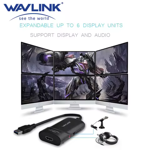 Wavlink External Video Graphic Adapter Super Speed USB 3.0 To HDMI 2048 × 1152 Resolution Supports W