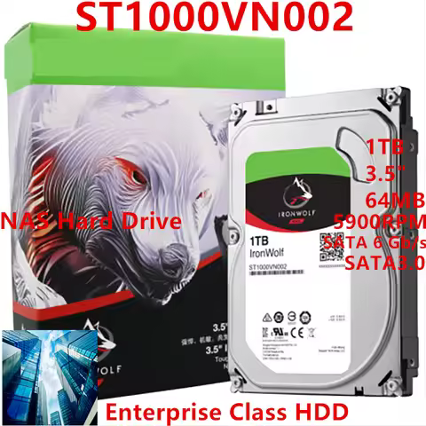 New Original HDD For Seagate IronWolf 1TB SATA 3.5" 64MB 5900RPM For Internal HDD For Enterprise Cla