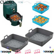 CUCKO Air Fryer Liners, Silicone Reusable Baking Tray, Portable Heat-Resistant with Handle 9" Large 