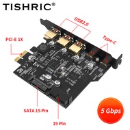 TISHRIC PCIe USB 1x to Type-E Expansion Card, 3 USB 3.0 and 2 Type-C Interfaces, PCIe 3.0 1x Slot Ka