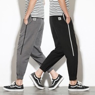 【Ready Stock】Men's Linen Casual Pants 9-point Pants Cotton  Sports Pants Leggings