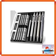 Four Candies Metal Mechanical Pencil Set - 4 Pencils in 0.5mm, 0.7mm, and 0.9mm with Case, HB Lead R