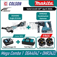 COLSON MAKITA Mega Combo 1 18V Cordless DGA404Z Angle Grinder +DHR242Z Combination Hammer Valid Unti