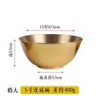 Pure Brass Three-Piece Bowl And Spoon Set for Buddha Hall Offering Water Bowl for Festive And Joyous