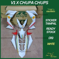 RAPIDO Cover Set Honda Rs150r V1 V2 V3 X Chupa Chups (35) White Body Coverset (Sticker Tanam)