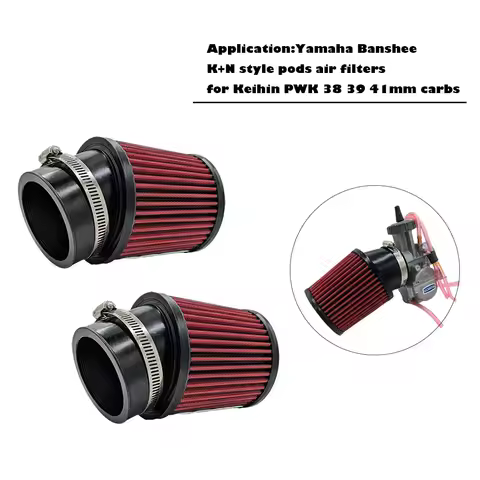2 Pieces NEW K+N style pods air filters Keihin PWK 38 39 41mm carbs for Yamaha Banshee