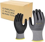TARANTULA Safety Work Gloves MicroFoam Nitrile Coated, Endurance Seamless Knit Nylon, Dots Gloves