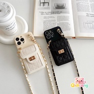 Elegant Rhombus Wallet Casing With Chain For Samsung Galaxy J6 Plus J4 Plus J2 Prime A7 2018 A750 A9