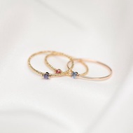 【PurpleMay Jewellery】純18K金彩色藍寶石線戒戒指 訂製 R022