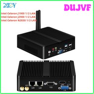 DUJVF XCY Fanless Mini Pc Intel Celeron J1900 J2900 Windows 10 7 Linux Thin Client Minipc Pfsense Mi