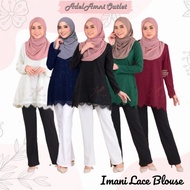 Blouse Lace Imani Sedondon Dewasa Plus size - Emerald Green/Maroon/Black/Navy Blue/Dusty Pink/Gold (Size 32-60)