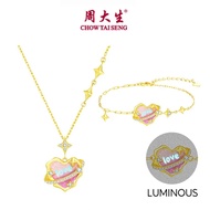 CTS S925 Silver Necklace Bracelet Jewelry Set Secret Words Luminous Enamel Heart Planet Jewelry CHOW