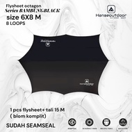 Octagon Flysheet 6x8 meters square series BAMBUNGBLACK outdoor