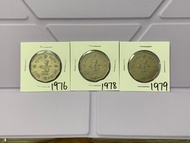 （十角形伍圓一套）香港硬幣英女王伊利沙伯 1976，1978 & 1979 年五元 Government of Hong Kong Queen Elizabeth ll 1976，1978 & 197