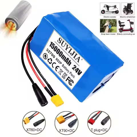24V 15Ah 8S2P-32700 Battery Pack with 15A BMS Lithium Iron Phosphate Camping Backup Battery for High