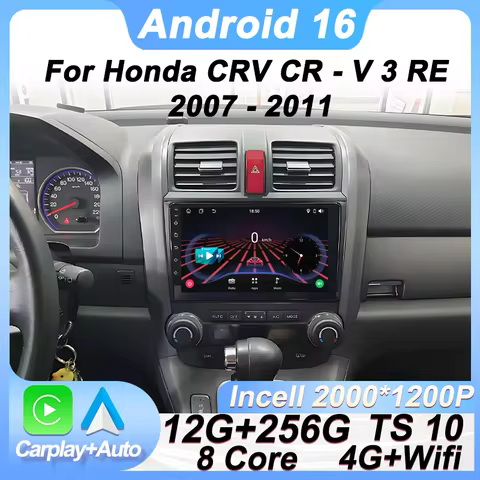 Android 16 For Honda CRV CR - V 3 RE 2007 - 2011 Carplay Android Auto Multimedia Video Player Car Ra