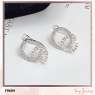 TANG F0604 - C-shaped mixed round silver stud earrings for women