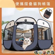 Syllere - 包送貨 - 新款可折疊寵物八角牛津布圍欄帳篷 - 戶外帳篷|寵物用品|貓窩|寵物帳篷|狗窩|狗籠 米灰色 S