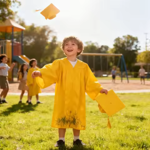 Kids Graduation Gown for Kindergarten Primary School Boys Girls Photo Shooting Graduation Ceremony D