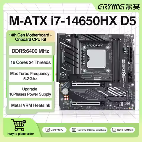 ERYING DIY Gaming Computer Motherboard CPU Combo Interposer Kit i7 14650HX Procesador 16C24T DDR5 SA