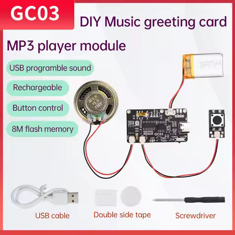 GC03 Recording Greeting Card Movement Creative Gift Box Christmas Birthday Card Music Cover Wall MP3