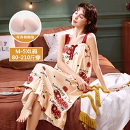 【dfsoh455sdf.my】 连身睡裙 (Night Dresses)睡裙女薄款吊带性感纯棉胖mm宽松大码斤可爱睡衣自带胸垫  新款 现货  【0717J9hG5SifJ】