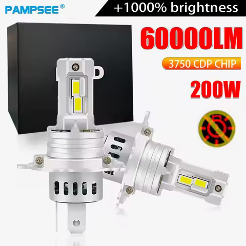 60000LM 200W Turbo H7 LED Headlight Bulbs CANBUS H11 9005 9006 Lights H4 Lamp 3750 CSP Mini Wireless
