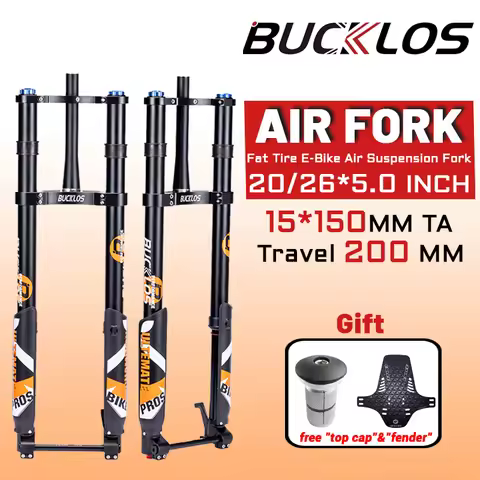 BUCKLOS Inverted Air Fork 20Inch 26Inch E-Bike Fat Bike Fork 15*150mm Travel 180mm Thru Axle Bicycle