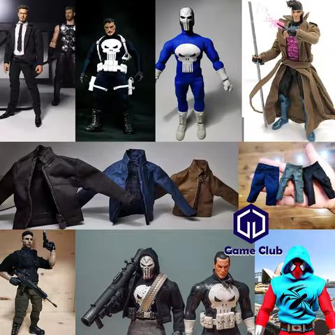 MEZCO 1/12 DC Male Captain America Punisher Leather Tight Fitting Clothing Jacket Windbreak Cargo Pa