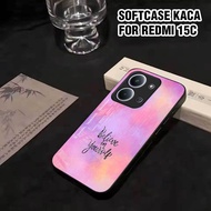 Xiaomi Redmi 15C Glass Softcase - Latest REDMI 15C HP Case [M128] RED Casing - Cool Aesthetic Motif 