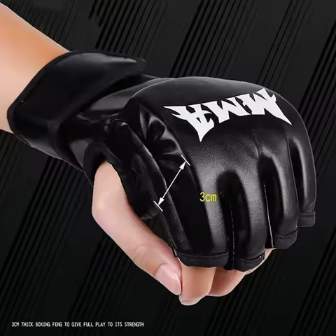 Professional Boxing Training Gloves Half Finger Leather Cushion for Adult Sanda Boxing UFC Training 