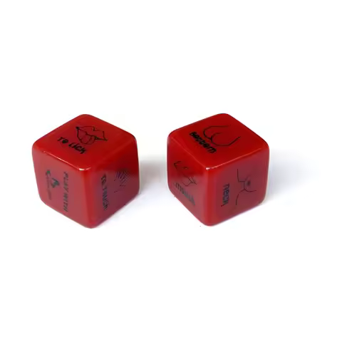 2Pcs Romantic Couple Game Dice Set Red Acrylic Action Position Decision Dice Adult Bedroom Foreplay