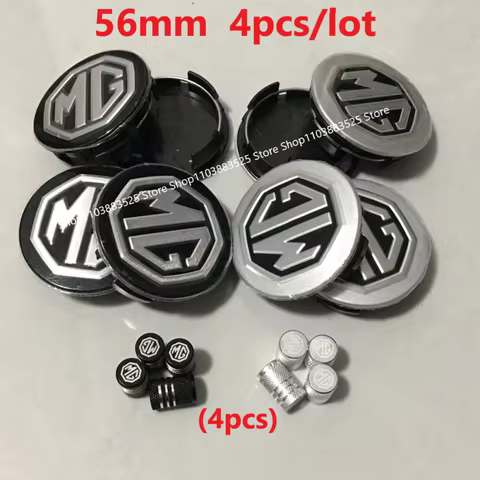 4pcs 56mm Wheel Hub Center caps with Tire valve Stem caps For MG MG5 MG7 Cyberster MG4 ES5 HS ZS ONE