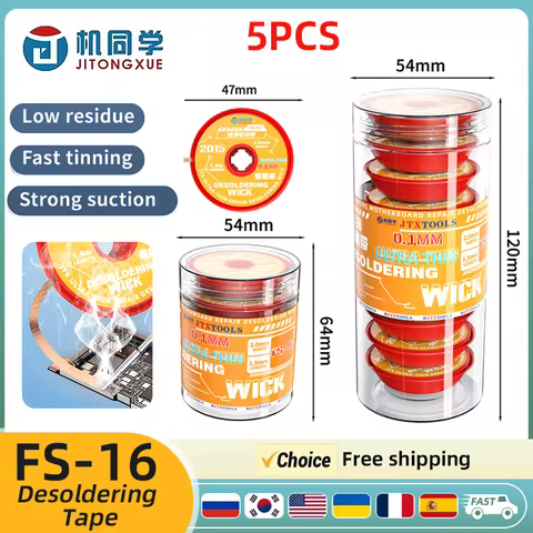 JTX FS-16 0.1mm Desoldering Wire High Efficiency Tin Absorption Tool Corrosion resistant for Phone&P