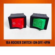 [READY STOCK] 4PIN ROCKER SWITCH DPST 16A 250VAC ON OFF RED GREEN